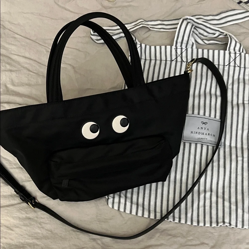Anya Hindmarch E/W Eyes Mini Crossbody Black Tote